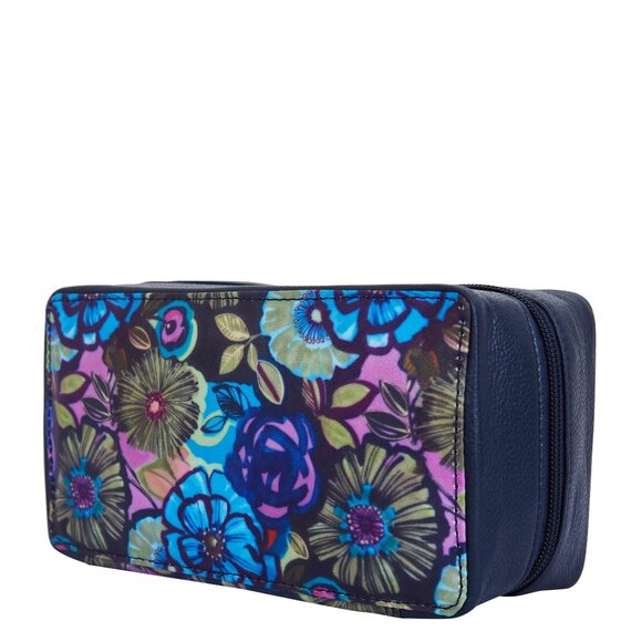 Sishka Women Hand Crafted Blue Printed Fabric Travel Jewellery Case Pouch - Picture 9 of 9